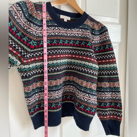 Puff-sleeve Fair Isle crewneck sweater - Picture 6 of 7
